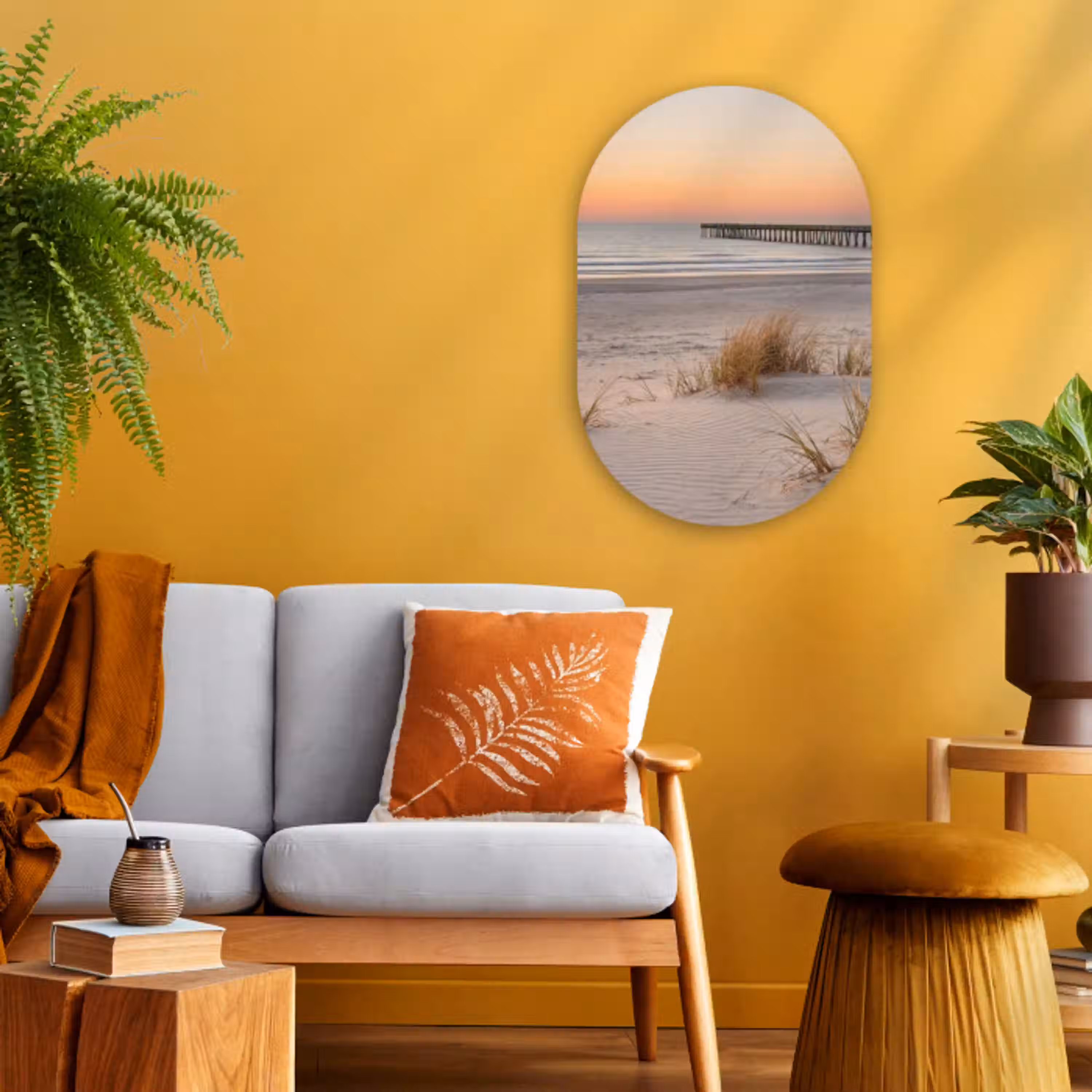 Pier - Zonsondergang - Strand Wandcirkel Ovaal Forex klein -sfeer4