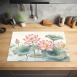 Aquarel - Lotusbloemen - Kleurrijk Inductie beschermer vinyl 3mm klein -sfeer5
