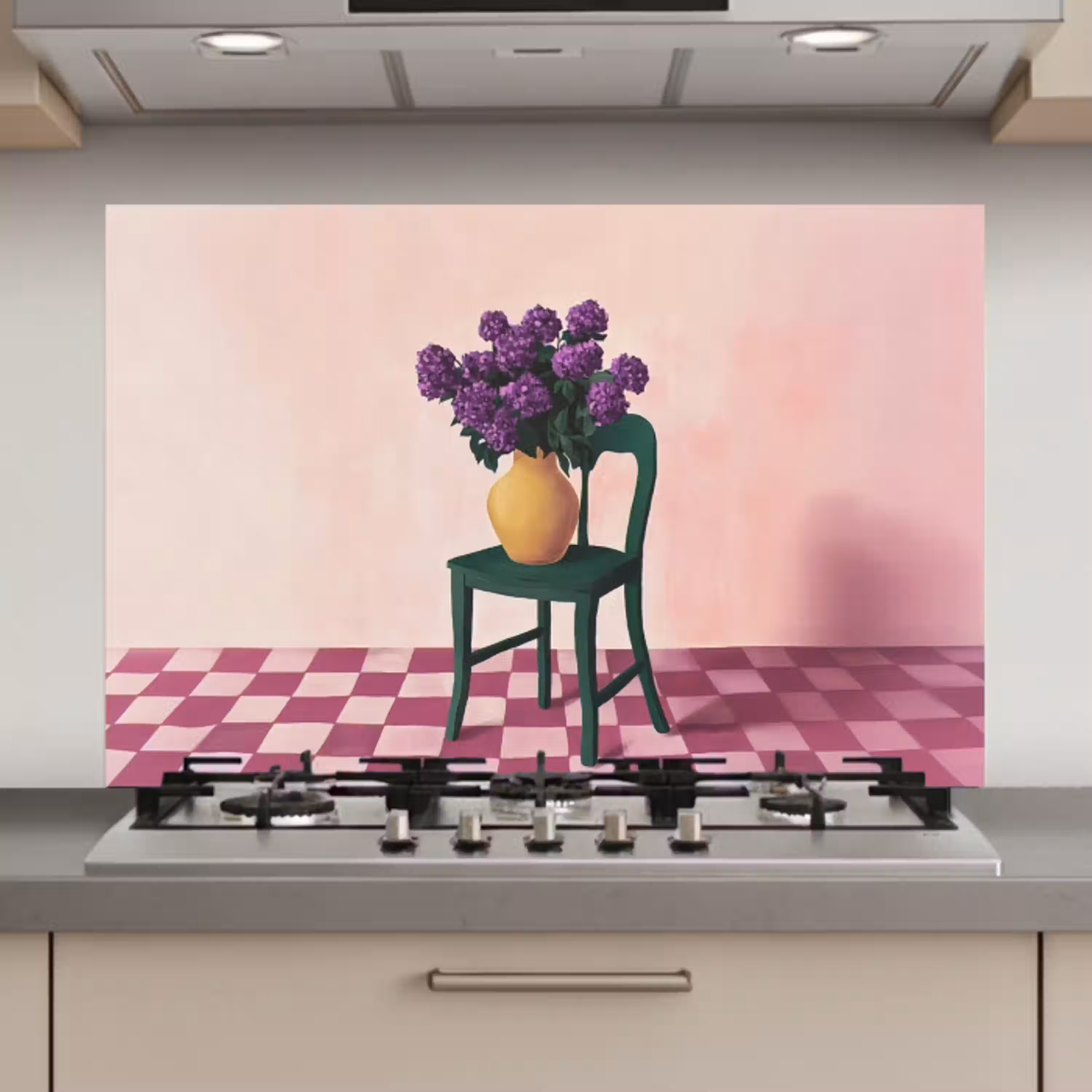 Stoel - Vaas - Bloemen - Geblokt keuken achterwand spatscherm klein -3d_website