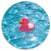 Badeend - Dobberend - Roze Wandcirkel kunststof plaat 5mm dik klein -3d