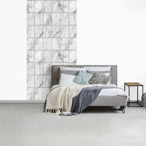 Marmer -  Tegels - Grijs - Wit fotobehang vinyl groot 64 -slaapkamer