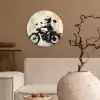 Vintage - Street art - Motor - Jongen - Graffiti - Zwart - Banksy Wandcirkel kunststof plaat 5mm dik klein -sfeer1