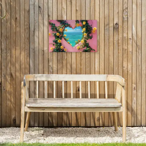 Hart - Zee - Muur Tuinposter op houten frame 2 cm dik klein -sfeer4