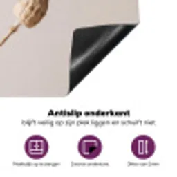 Papaverbollen - Droogbloemen - Minimalistisch - Beige - Rustig Inductie beschermer vinyl 3mm middel -zzzzzzz-cc-onderkant