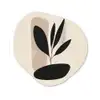 Plant - Beige - Japandi Wandcirkel Organisch Aluminium middel -3d