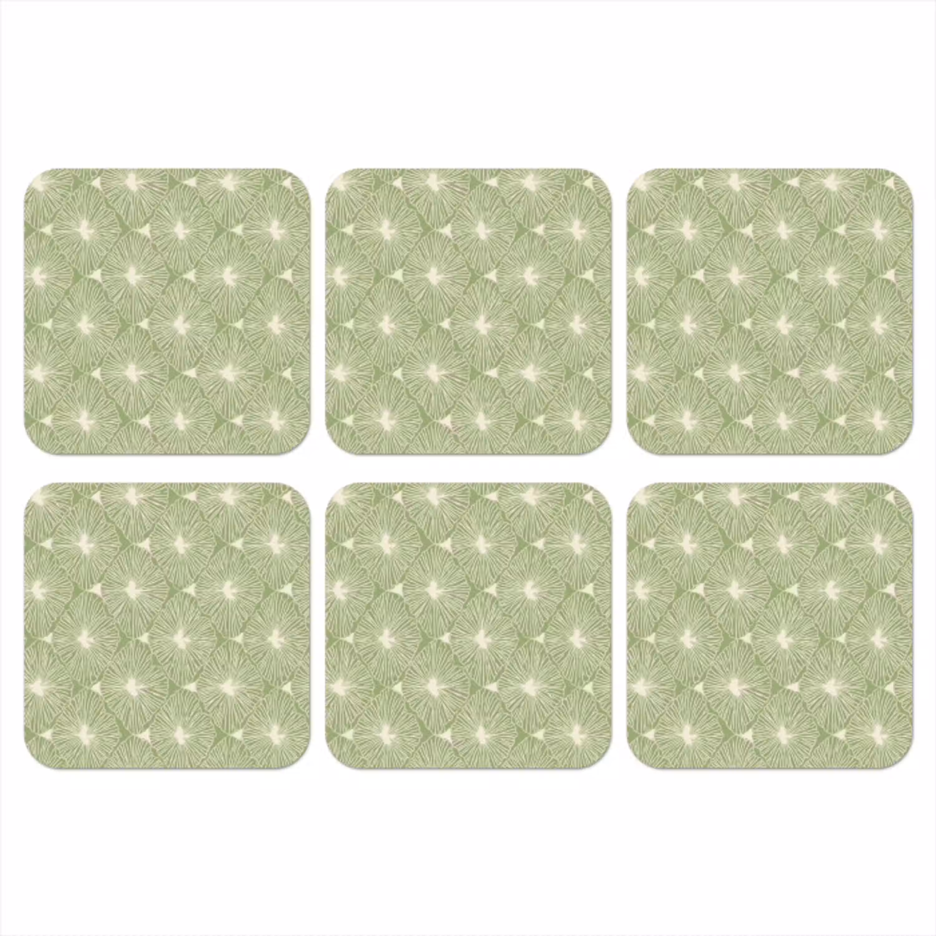 Saliegroen - Botanisch - Ruiten - Organisch - Patroon onderzetter kurk middel 366 -3d