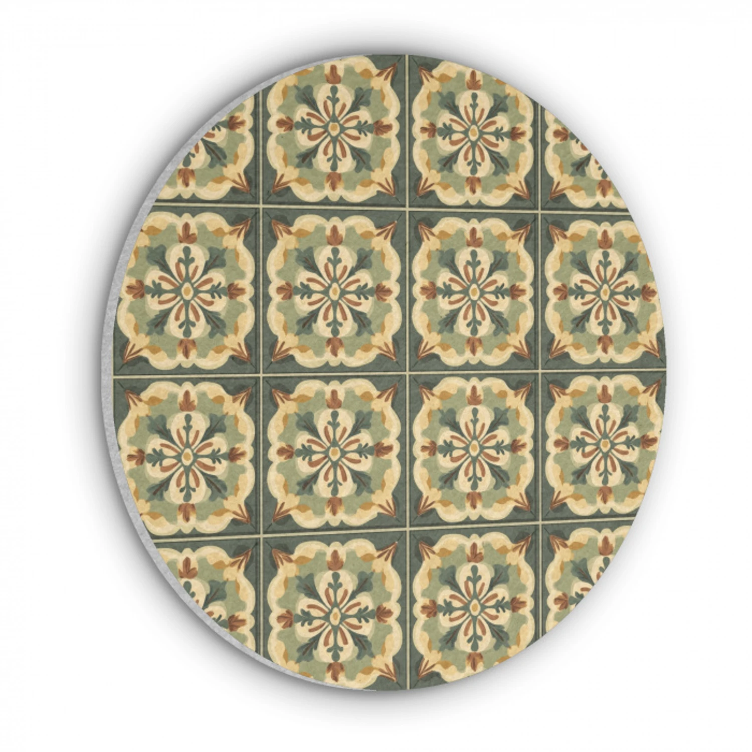 Ornament - Patroon - Groen Akoestische PET Vilt - Rond klein 838 -3d