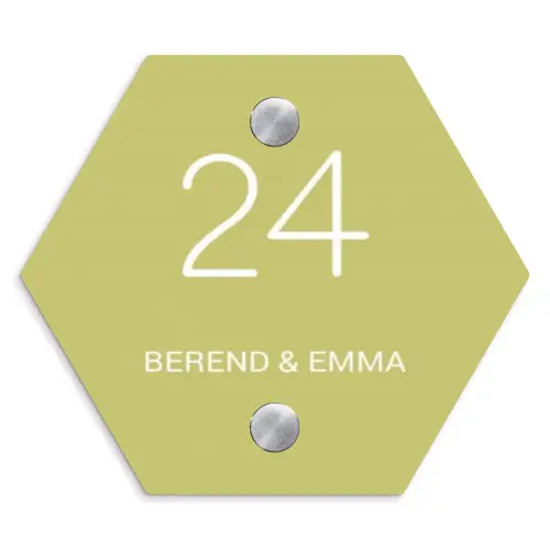 Lichtgroen - Klassiek Naambord Hexagon klein -3d