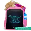 Digitale T-Rex in blauw lichtveld Kinderrugzak - Roze middel -inhoud_NL