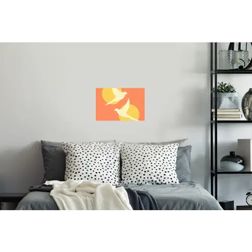 Vogels - Cirkels - Geel Muursticker klein -slaapkamer