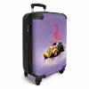 Gele auto met roze vlammen NBS - Handbagage koffer - Unisex middel -productfoto_3d