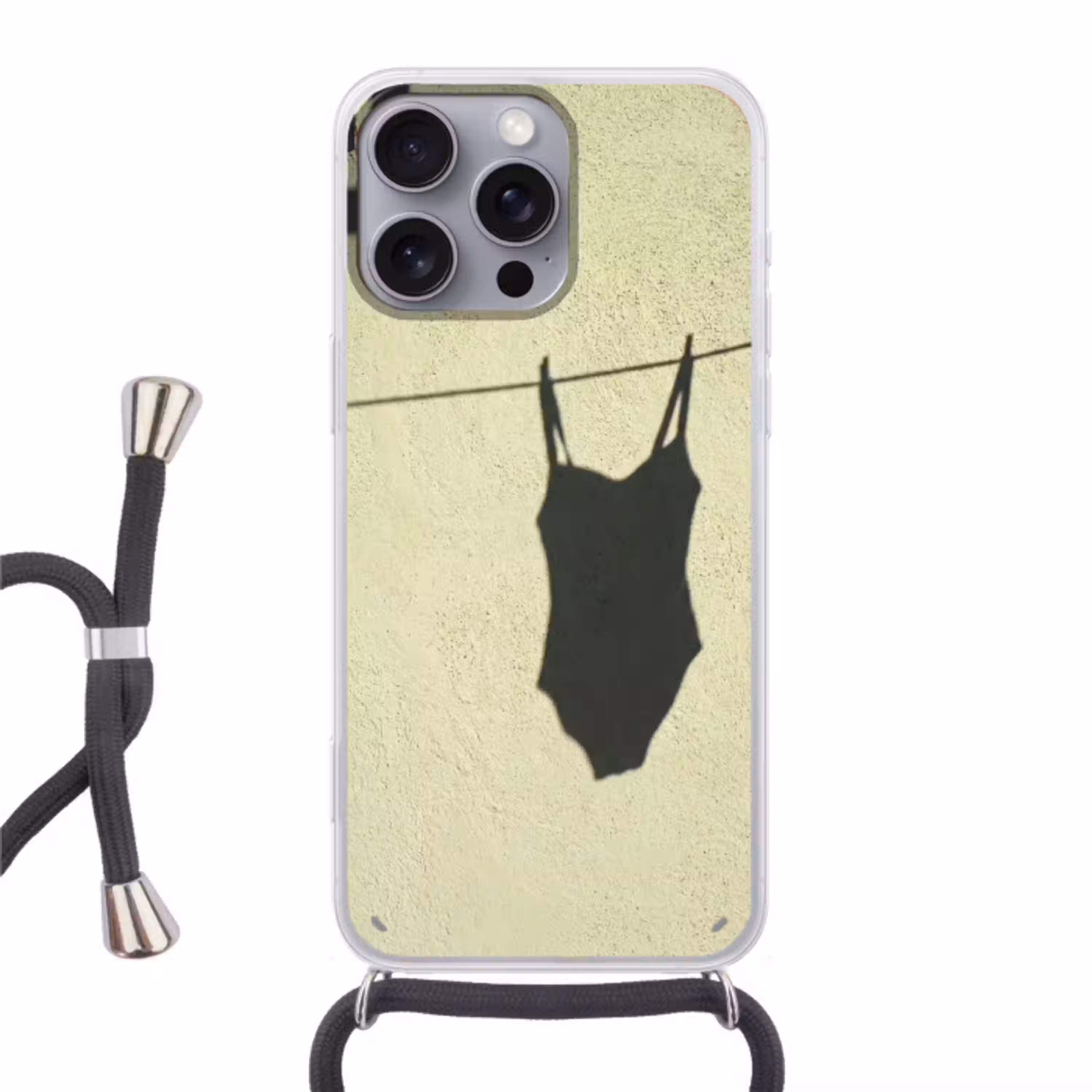 Badpak - Schaduw - Muur - Zomer - Minimalistisch Hoesje iPhone 16 Pro Max met koord klein -3d