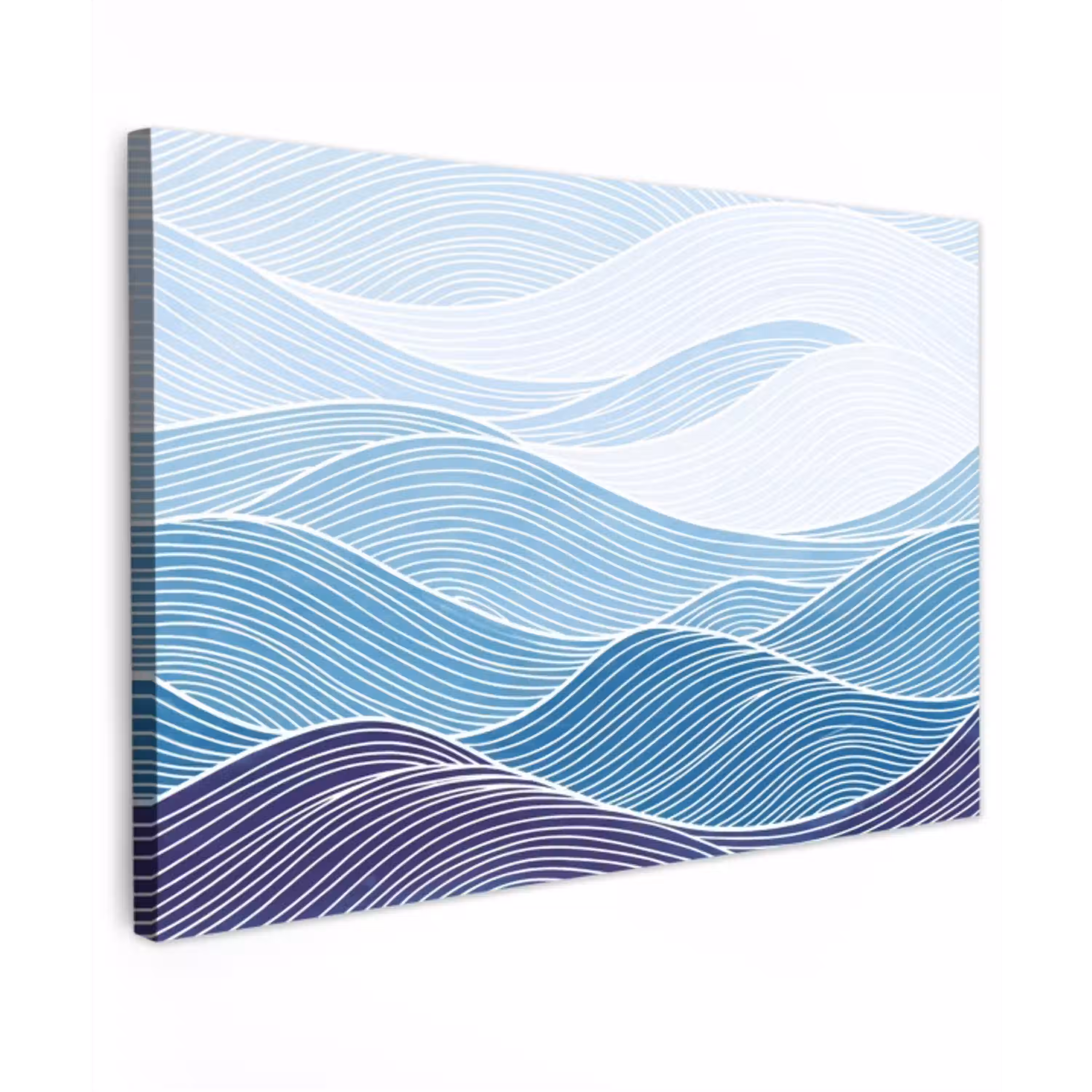 Abstract - Golven - Patroon - Blauw - Modern Tuinposter op houten frame 2 cm dik klein -3d