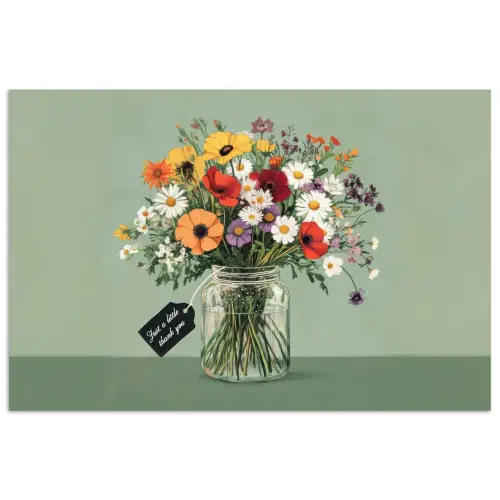 Bloemen - Vaas - Kaartje poster papier klein -3d