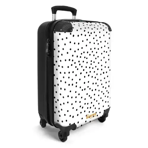Zwarte stippenregen over een wit oppervlak NBS - Handbagage koffer - Kinderen Unisex middel -productfoto_3d