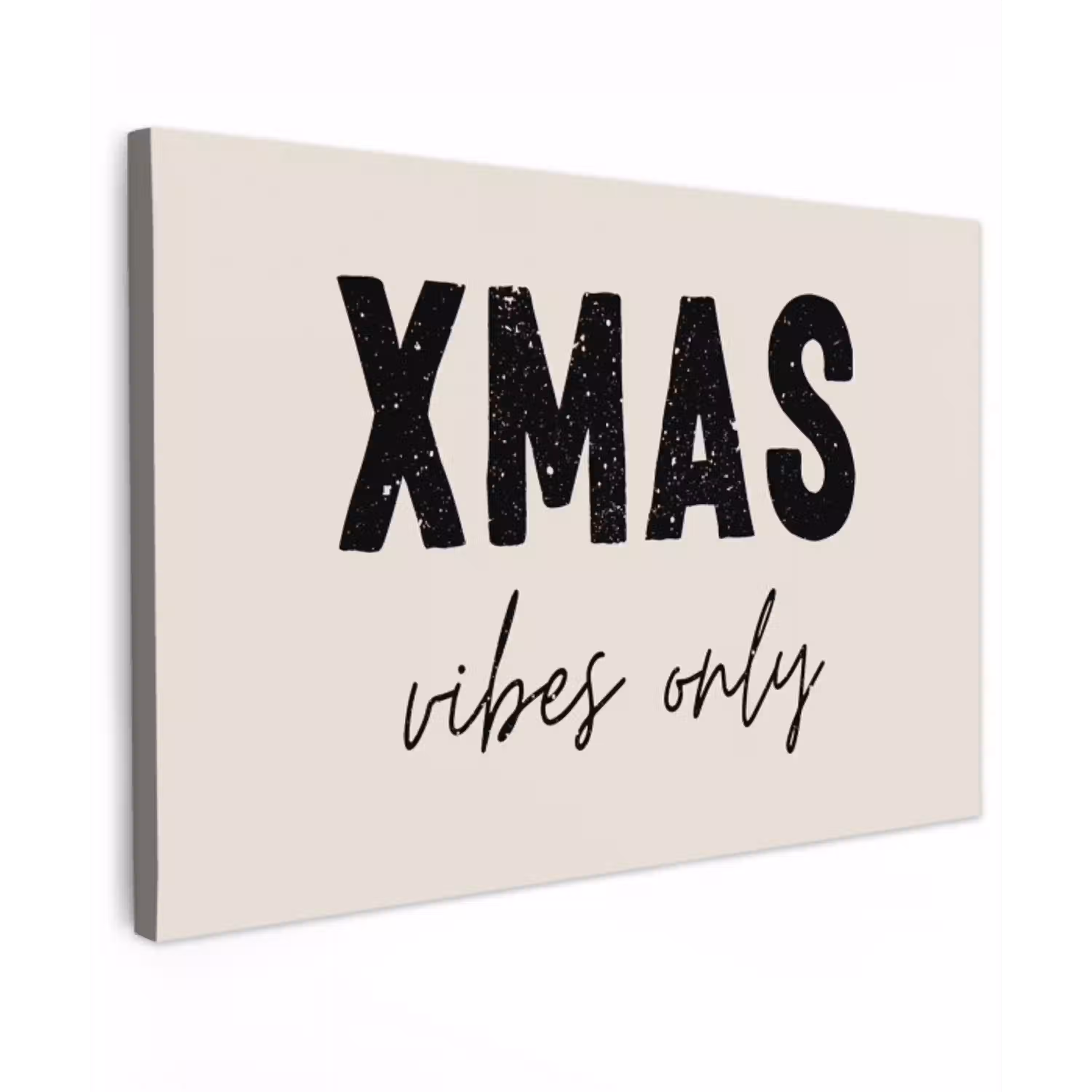 Kerst - Spreuk - xmas vibes only - Beige canvas 2cm klein -z3d