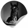 Paard - Bord - Pasta - Tafelkleed - Zwart Wit - Dieren Wandcirkel behangsticker klein -3d