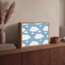 Kitten - Wolken - Blauw Light Box met batterij (Wandlamp) middel 907 -sfeer2