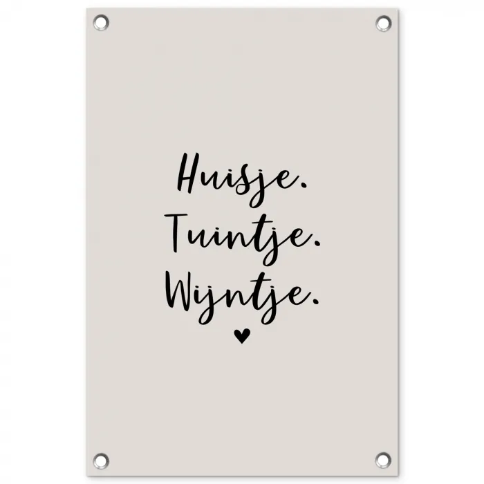 huisjetuintjewijntje-beige tuinposter los doek klein -3d
