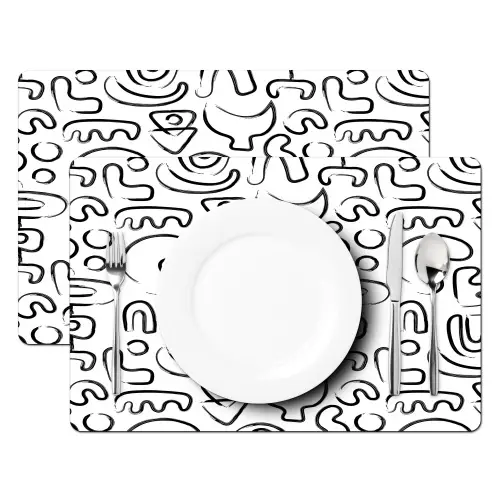 Vormen - Abstract - Zwart - Wit Placemat vinyl groot 368 -zzsfeer2_Kitchenyeah-website