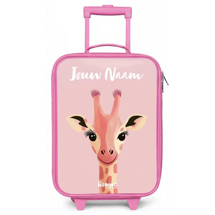 Giraffe - Wimpers - Minimalistisch - Roze Kinderkoffer - Roze klein -zz3dotto