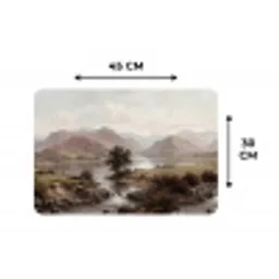 Berglandschap - Meer - Bergen - Vallei - Klassiek Placemat vinyl groot -specs