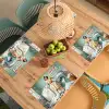 Retro - Blauw - Vrouw Placemat vinyl groot -zzsfeer5_Kitchenyeah-website
