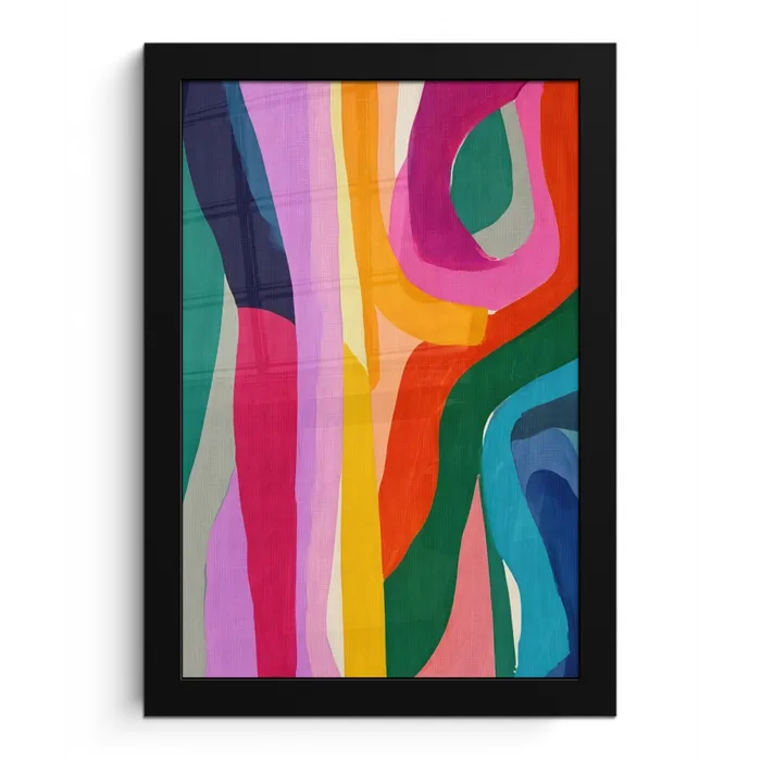 Abstract - Kleurrijk - Golven - Lijnen fotolijst zwart zonder passe partout klein -3d