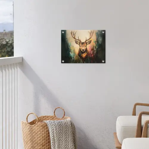 Hert - Geverfd - Gewei - Bruin tuinposter los doek klein -sfeer8