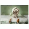 Hond - Bad - Champagne - Handdoek poster papier klein -3d