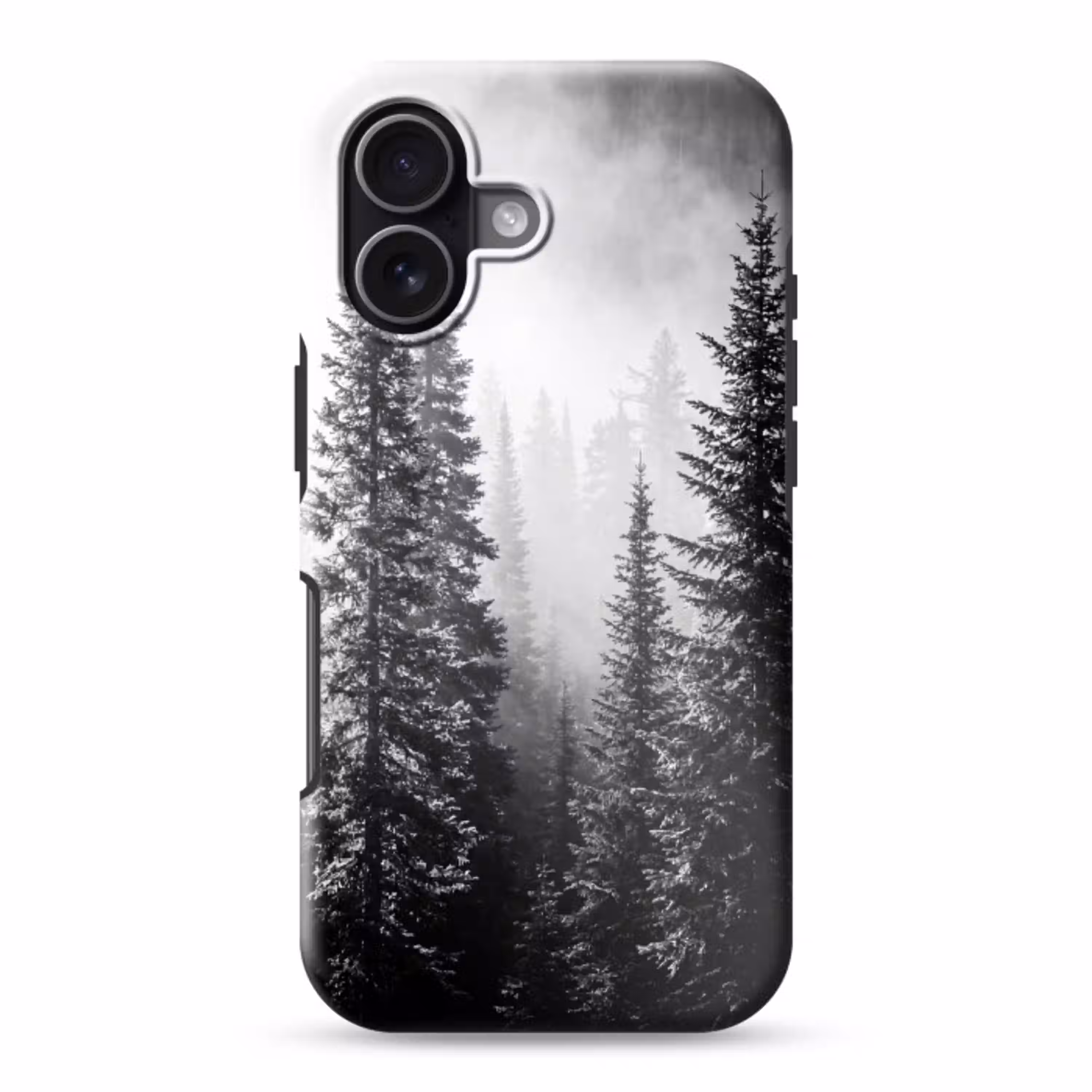 Bos - Mist - Winter - Monochroom - Natuur Toughcase MagSafe Apple iPhone 17 klein -3d