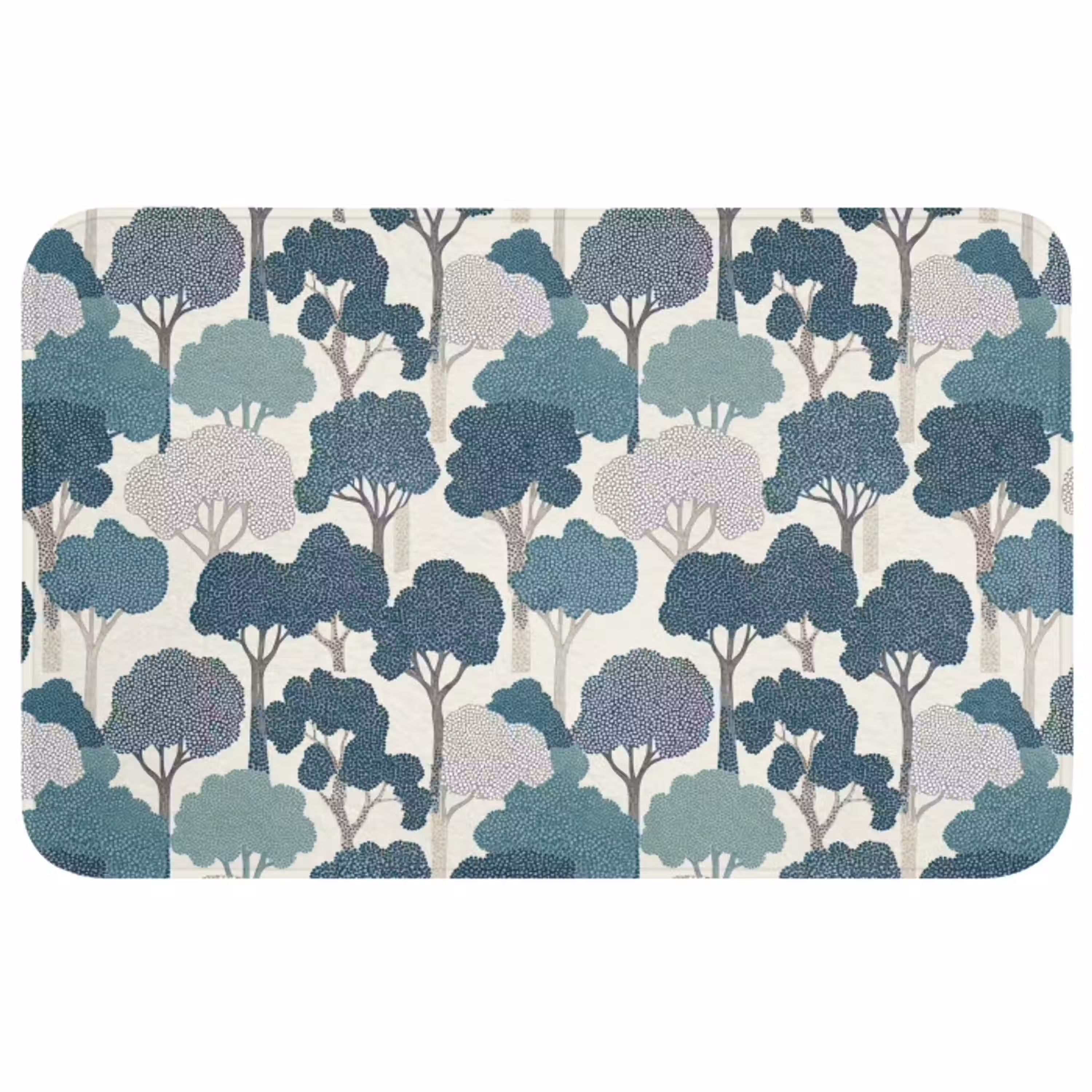 Modern - Bomen - Bos - Patroon - Blauw Badmat middel 997 -3d