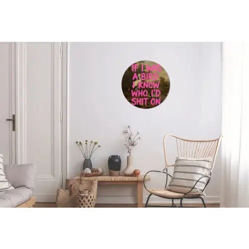 Klassiek - Humor - Roze Wandcirkel aluminium klein -woonkamer