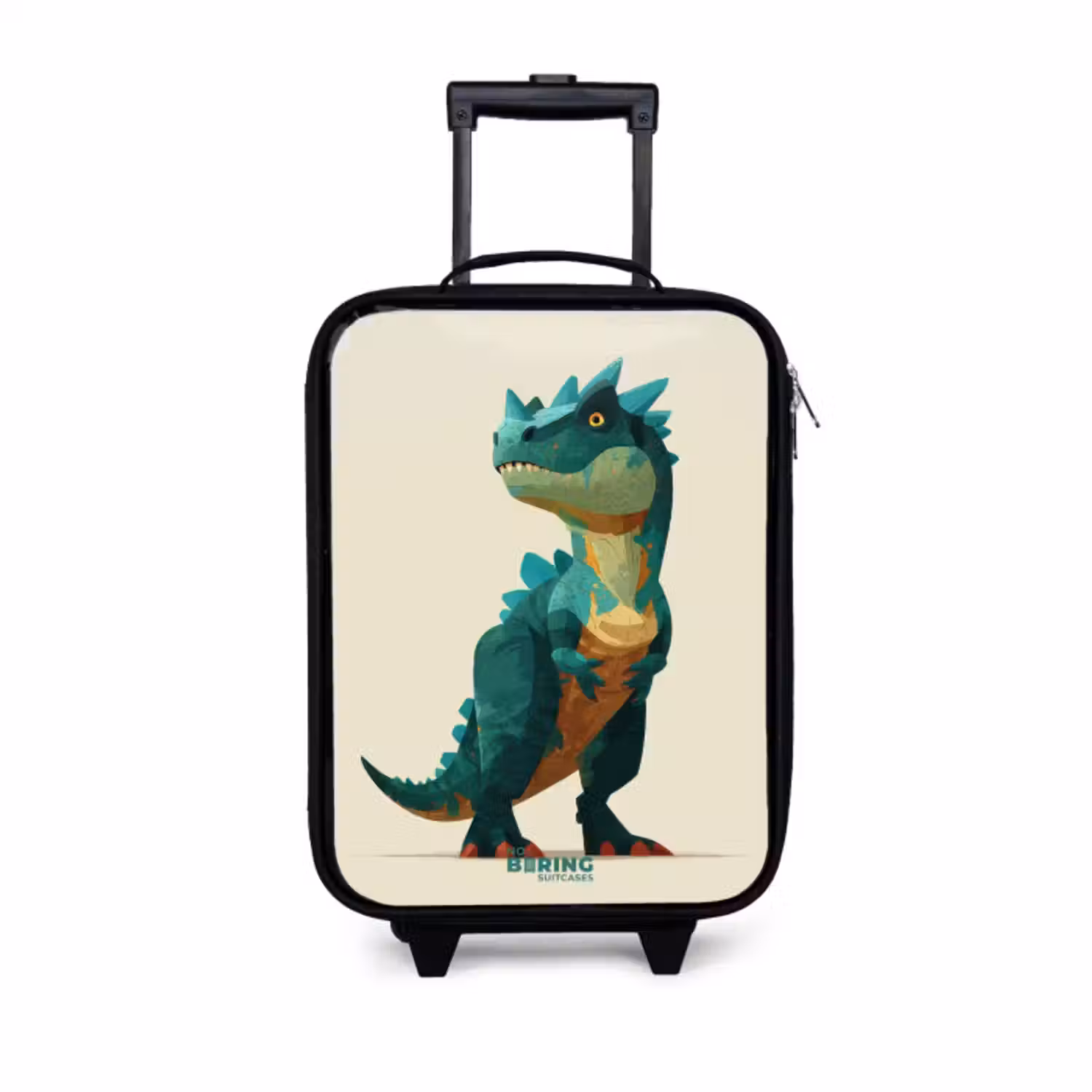 Kinderkoffer - Zwart - Gehoornde dino met scherpe blik