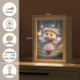 Teddybeer - Bloemenkrans - Vlinders - Elfenvleugels Light Box met kabel (Kinderlampje) klein -USP_websiteoverzichtDE