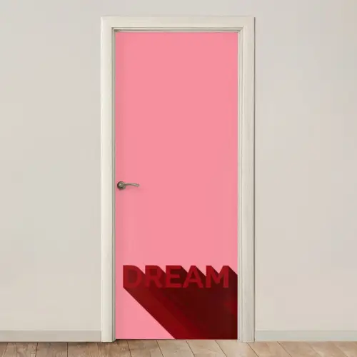 Dream - 3D - Rood - Roze deurposter klein -3d_beige