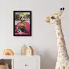 Vrouw - Kat - Bloemen - Kopje - Retro fotolijst zwart zonder passe partout klein -usfeer4_kinderkamer