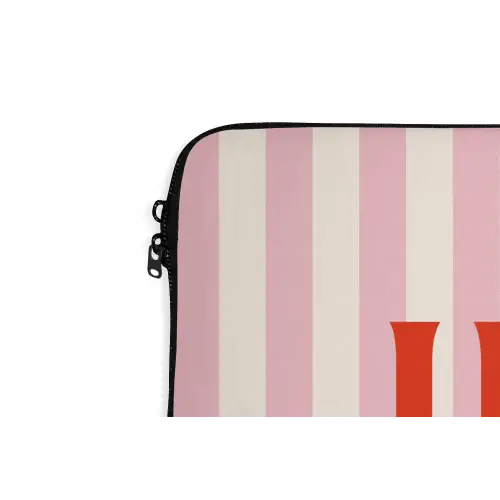 Hola - Quote -  Strepen - Pastel - Roze - Rood - Wit laptophoes neopreen klein -detail
