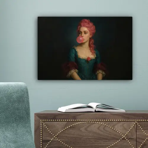 Vrouw - Portret - Kauwgombel canvas 2cm klein -sfeer4