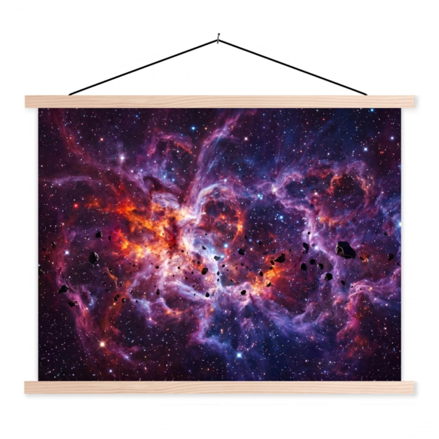 Space - Stars - Abstract - Colorful textielposter latten blank klein -3d