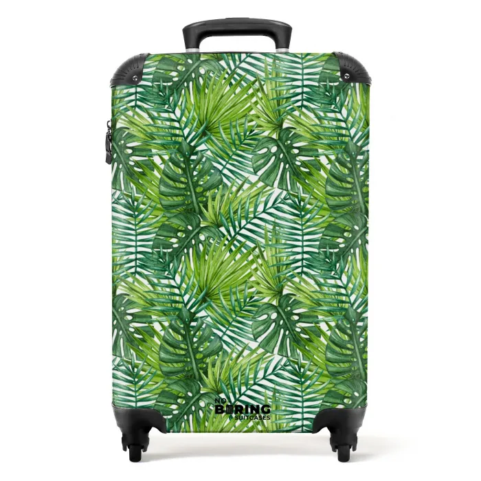 Palm diverse bladeren patroon groen NBS - Handbagage koffer - Volwassenen Unisex middel -productfoto_recht