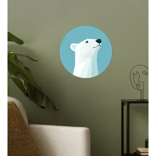 Ijsbeer - Lichtblauw - Minimalistisch Wandcirkel behangsticker klein -sfeer2