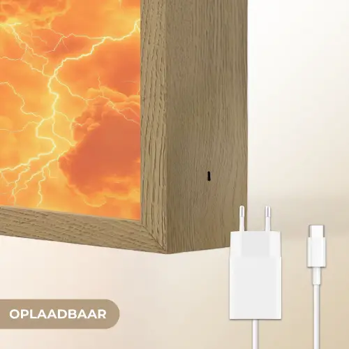 Bliksem - Storm - Oranje Light Box met batterij (Wandlamp) middel 907 -USP_websiteoplaadbaarNL