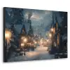Winterdorp - Sneeuw - Donker Textielframe zwart klein -3d