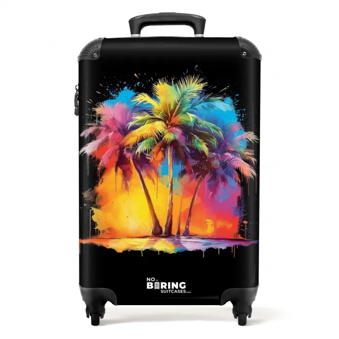 Palmbomen Besmeurd met Verf NBS - Handbagage koffer - Unisex middel -productfoto_recht