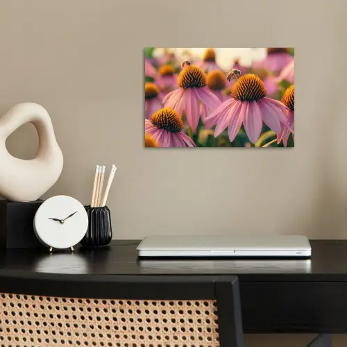 Bloemen - Paars - Bijen poster papier klein -sfeer1