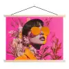 Zonnebril - Oranje - Vrouw - Planten textielposter latten blank klein -3d