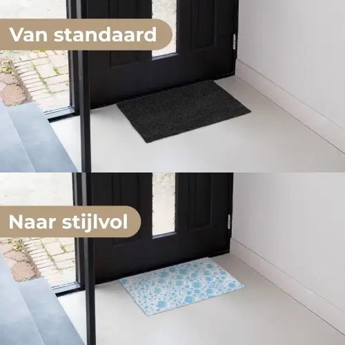 Schuim - Bubbels - Blauw Deurmat klein -voor-na_NL