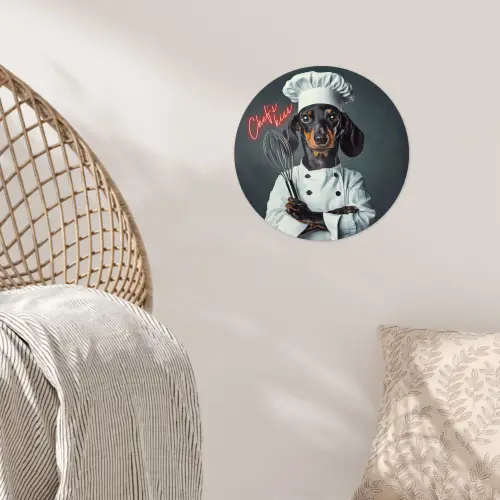 Quote - Neon - Hond - Kokskleding Wandcirkel behangsticker klein -sfeer4