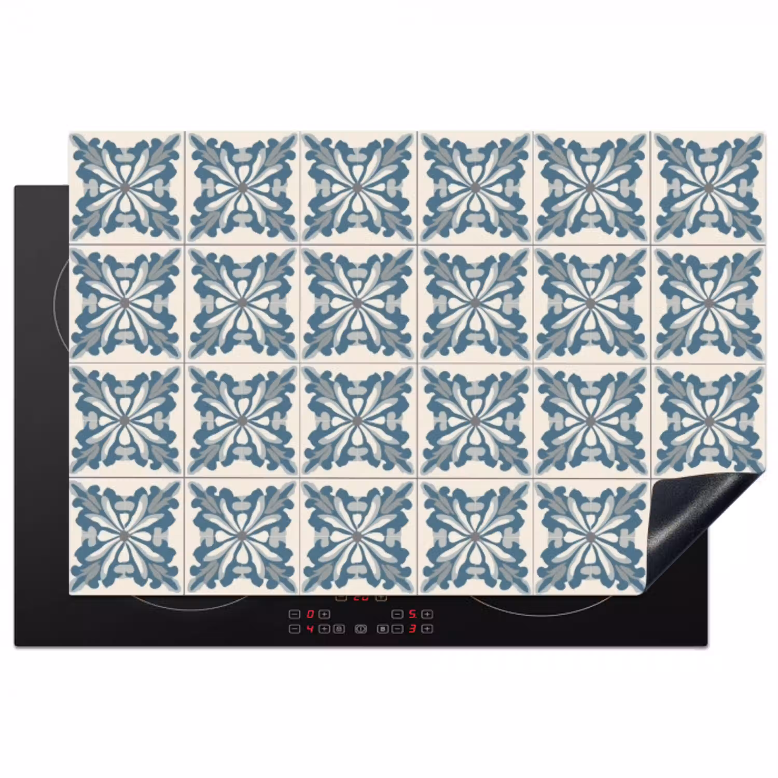Dessin - Tegel - Blauw Inductie beschermer vinyl 3mm klein 276 -3d